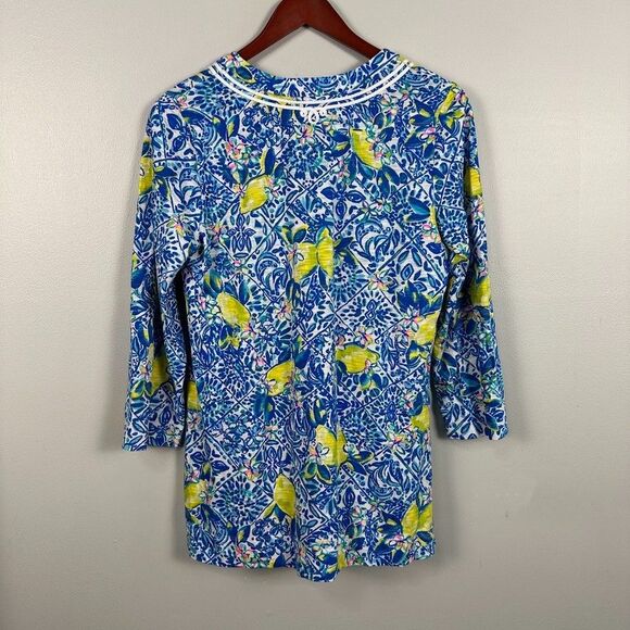 Lilly Pulitzer Medium Kaia Knit Tunic Top Zest For Life Lemons Blouse - Picture 4 of 4